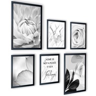 Galéria 6 ks obrazov plagátov biele kvety 205x91