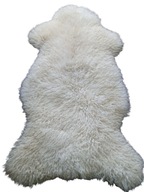 Biela ovčia koža PRÍRODNÉ KUČERATÉ VLASY XL