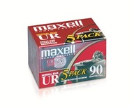 Kazeta Maxell UR 90 - sada čistých kaziet vo fólii, 5 kusov, nová Kazeta Maxell UR 90 - sada čistých kaziet vo fólii, 5 kusov, nová