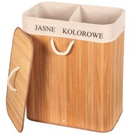 VEĽKÝ BAMBUSOVÝ KOŠÍK NA PRÁDLO, DVE PRIHRADKY S POKRÝM, 100 L VEĽKÝ BAMBUSOVÝ KOŠÍK NA PRÁDLO, DVE PRIHRADKY S POKRÝM, 100 L