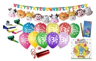 Balóniky v narodeninovej sade na narodeniny Dekorácia so stuhami a píšťalkami