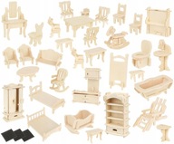 Set dreveného nábytku pre bábiky Domček 34 el