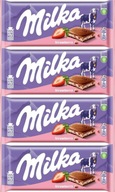 MILKA Mliečna čokoláda Jahoda 100g x4 MILKA Mliečna čokoláda Jahoda 100g x4