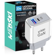 Webski Nástenná nabíjačka 33W QC 3.0 USB+TYPE C GaN