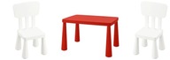 IKEA MAMMUT Detský stôl Stoličky biele 2 ks