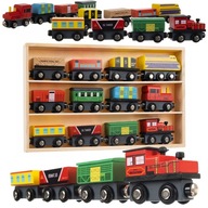 Veľký drevený vláčik Magnet Vláčik 3x lokomotíva s vozíkmi Veľký drevený vláčik Magnet Vláčik 3x lokomotíva s vozíkmi