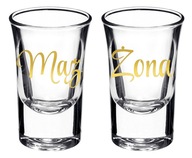 Podvádzané poháre THICK BOTTOM Zlaté nápisy 15ml svadobné svadobné Manželka Manžel Podvádzané poháre THICK BOTTOM Zlaté nápisy 15ml svadobné svadobné Manželka Manžel