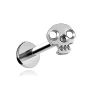 Titánová náušnica labret lebka strieborná helix lastúra 1,2/8 Titánová náušnica labret lebka strieborná helix lastúra 1,2/8