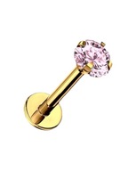 PIERCING Gold Labret náušnice s ružovým zirkónom Lobe Helix Titanium 1,2/8/4 PIERCING Gold Labret náušnice s ružovým zirkónom Lobe Helix Titanium 1,2/8/4