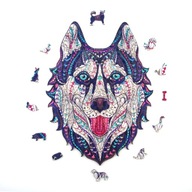Drevené puzzle Sada drevených skladačiek L Veselý husky Drevené puzzle Sada drevených skladačiek L Veselý husky