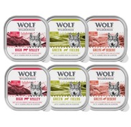 Mokré krmivo Wolf of Wilderness, mix príchutí, 6 x 300g tácka