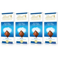 Čokoládová súprava Lindt Excellence, mliečna čokoláda Extra Milk, 4x100g