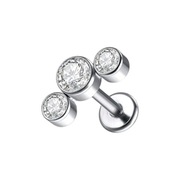 PIERCING Labretová náušnica s tromi zirkónmi Conch Helix TYTAN 1,2/10 PIERCING Labretová náušnica s tromi zirkónmi Conch Helix TYTAN 1,2/10