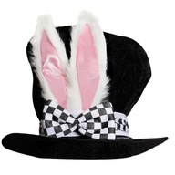 Pánsky klobúčik s čiernym zamatovým zajačikom do uší pre dospelých