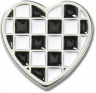 Crocs Jibbitz Pin Strieborný šachovnicový Heart Pin na topánky Crocs Jibbitz Pin Strieborný šachovnicový Heart Pin na topánky