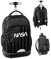 NASA čierny školský batoh na kolieskach pre chlapca