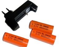 Nabíjačka +3x batérie 26650 6800mAh 3,7V LI-ION batérie Nabíjačka +3x batérie 26650 6800mAh 3,7V LI-ION batérie