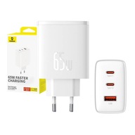 BASEUS RÝCHLA SIEŤOVÁ NABÍJAČKA / NAPÁJACÍ ZDROJ 65W, 2xUSB-C + USB, PD QC