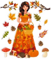 Jesenná dekorácia Pani jeseň - veľká 55x30 dvojitá.