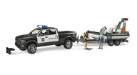 Bruder 02507 Dodge RAM Polícia s člnom na odťahovom aute Bruder 02507 Dodge RAM Polícia s člnom na odťahovom aute