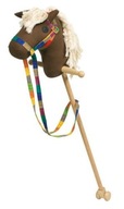Koník na palici s kolieskami, drevená hračka Goki