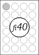 Samolepiace etikety, priemer 40 mm, 100 listov, A4 mat Samolepiace etikety, priemer 40 mm, 100 listov, A4 mat