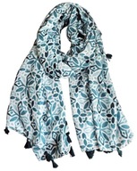 DÁMSKA ŠÁLKA, zelená potlač, BOHO strapce DÁMSKA ŠÁLKA, zelená potlač, BOHO strapce