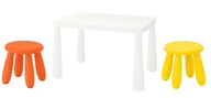 IKEA MAMMUT Biely stôl + 2 detské taburetky