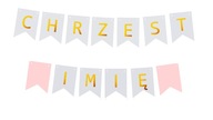 Girlanda, nápis, KRST + MENO DIEŤAŤA, ružový banner Girlanda, nápis, KRST + MENO DIEŤAŤA, ružový banner