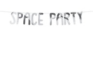 Narodeninový banner Strieborné rakety Space Garland Narodeninový banner Strieborné rakety Space Garland