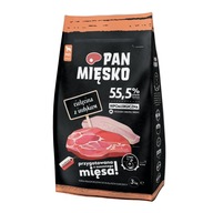 Pan Mięsko suché krmivo pre psov, chrumkavé teľacie mäso s morčacím mäsom M 3kg Pan Mięsko suché krmivo pre psov, chrumkavé teľacie mäso s morčacím mäsom M 3kg