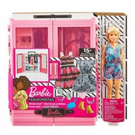Barbie šatníková skriňa s oblečením a bábikou