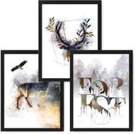 DEER PRÍRODNÝ LES 3 obrazy 33x43 plagátov, ikea rámy