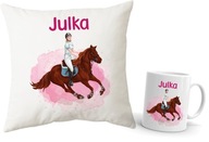 Vankúš + Hrnček s jazdou na koni + MENO Vankúš + Hrnček s jazdou na koni + MENO