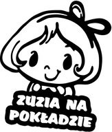 Nálepka ZUZIA IN THE CAR do auta 18x15 farieb Nálepka ZUZIA IN THE CAR do auta 18x15 farieb