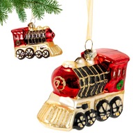 Sklenená ozdoba na vianočný stromček Červená lokomotíva 9,5 cm