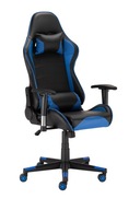 Čierna modrá otočná herná kancelárska stolička