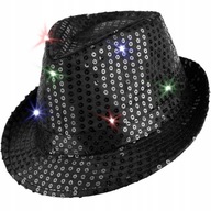 Flitrový klobúk Fedora LED Flitrový klobúk ČIERNA Flitrový klobúk Fedora LED Flitrový klobúk ČIERNA