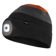 Čierna, šedá a oranžová čiapka NEO s LED baterkou