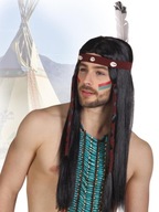 SUPER Čierna indická pánska parochňa 85783 indická s čelenkou SUPER Čierna indická pánska parochňa 85783 indická s čelenkou