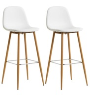 Škandinávske biele drevené podkrovné barové stoličky x2