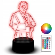 LED Nočná lampa Soška RGB 3D gravírovanie pápež Ján Pavol II Karol Wojtyła LED Nočná lampa Soška RGB 3D gravírovanie pápež Ján Pavol II Karol Wojtyła