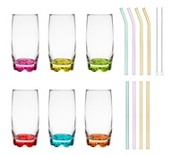 6x 350ml POHÁRKY FAREBNÉ DNO + 8x SKLENENÉ TUBY 6x 350ml POHÁRKY FAREBNÉ DNO + 8x SKLENENÉ TUBY