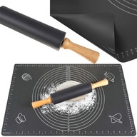 DOSKA 40 x 60 cm SILIKONOVÁ KUCHYŇSKÁ ROHOŽ VEĽKÁ + SÚPRAVA VALČEK XXL ČIERNA DOSKA 40 x 60 cm SILIKONOVÁ KUCHYŇSKÁ ROHOŽ VEĽKÁ + SÚPRAVA VALČEK XXL ČIERNA