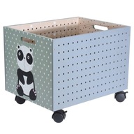 Drevená krabička Panda na kolieskach na hračky