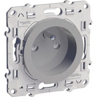 Schneider Electric Odace Style jednozásuvka 2P+PE hliník Schneider Electric Odace Style jednozásuvka 2P+PE hliník