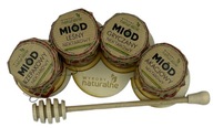 Sada medov 4x50g na stojane s lyžičkou, darček Sada medov 4x50g na stojane s lyžičkou, darček