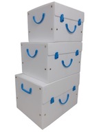 Bielo-modré úložné boxy Set B