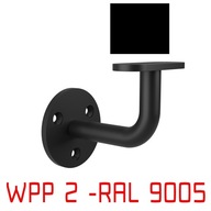 Plochý čierny nástenný držiak zábradlia WPP2