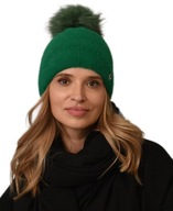 Teplá zimná čiapka s brmbolcom, Ala Raccoon, poľský výrobca, módna pre ženy Teplá zimná čiapka s brmbolcom, Ala Raccoon, poľský výrobca, módna pre ženy